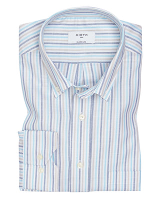 Camisa casual manga larga rayas turquesa by MIRTO