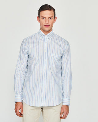 Camisa casual manga larga rayas turquesa by MIRTO