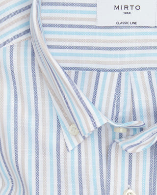 Camisa casual manga larga rayas turquesa by MIRTO