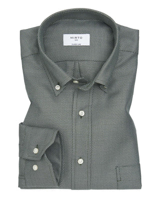 Camisa casual falso liso manga larga verde by MIRT