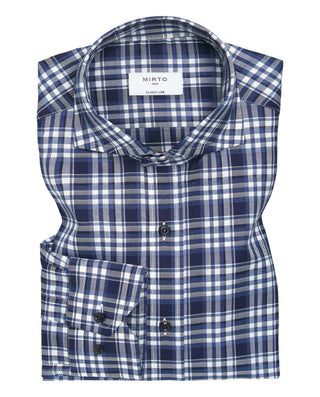 Camisa casual de algodón cuadros azul marino by MI