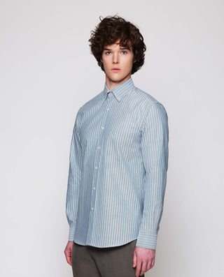 Camisa casual de algodón Oxford rayas verdes by MI