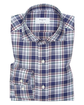 Camisa casual cuadros manga larga azul by MIRTO