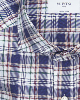 Camisa casual cuadros manga larga azul by MIRTO