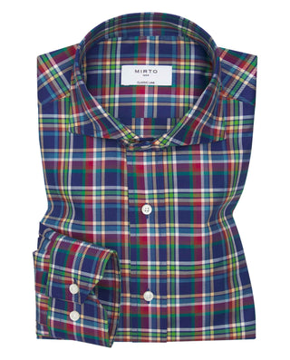 Camisa casual de algodón cuadros azules by MIRTO