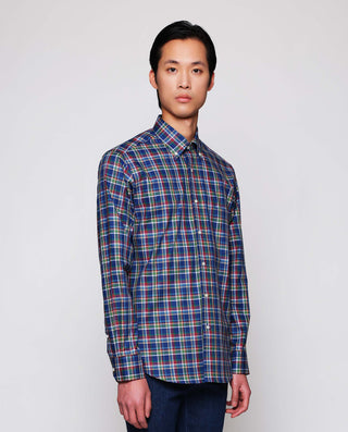Camisa casual de algodón cuadros azules by MIRTO