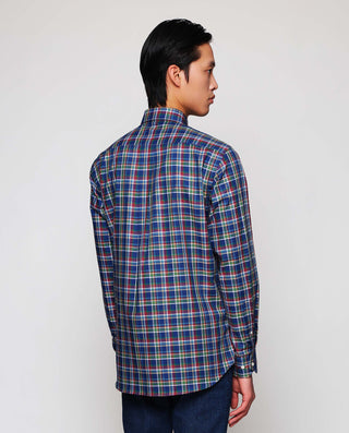 Camisa casual de algodón cuadros azules by MIRTO