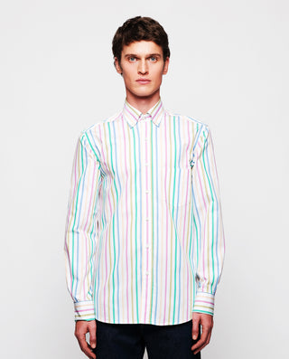 Camisa casual de algodón rayas multicolor by MIRTO
