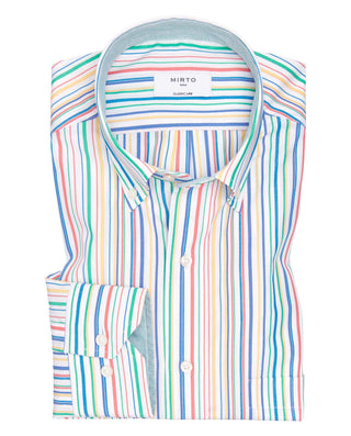 Camisa casual de algodón rayas multicolor by MIRTO