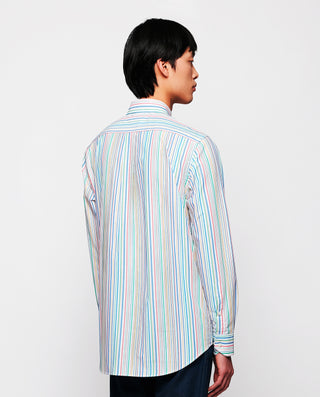 Camisa casual de algodón rayas multicolor by MIRTO