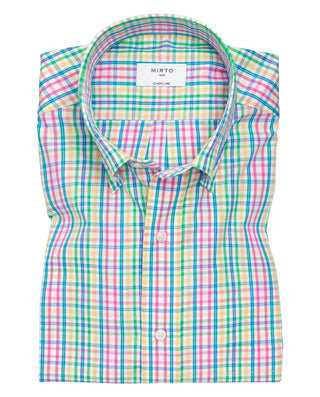 Camisa casual de algodón cuadros multicolor by MIR