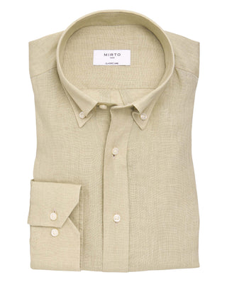 Camisa casual de Lino caqui by MIRTO