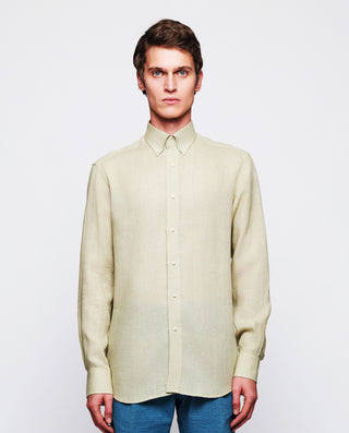Camisa casual de Lino caqui by MIRTO