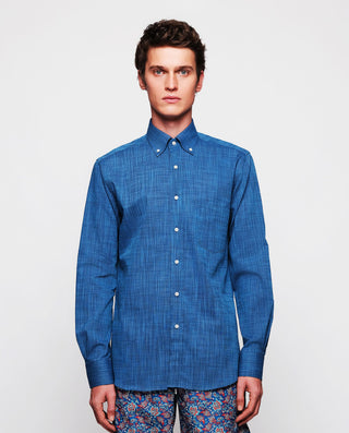 Camisa casual de algodón azul by MIRTO
