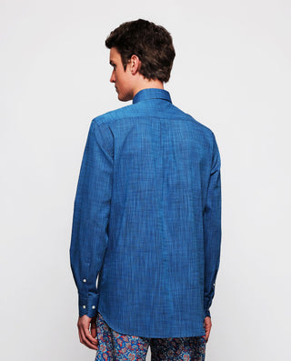 Camisa casual de algodón azul by MIRTO
