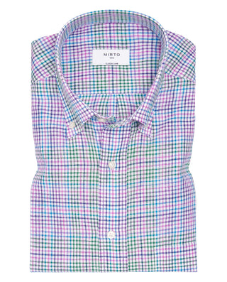 Camisa casual de algodón cuadros multicolor by MIR