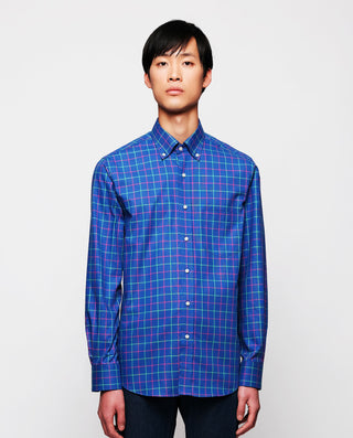 Camisa casual algodón Oxford azul a cuadros by MIR