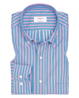 Camisa casual algodón Oxford rayas rosa by MIRTO