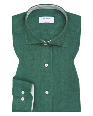 Camisa casual de lino verde by MIRTO