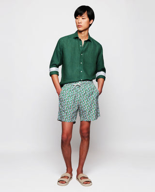 Camisa casual de lino verde by MIRTO