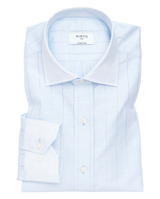 Camisa casual calada lino y algodón azul by MIRTO