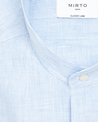 Camisa casual de lino rayas azul  y blanco by MIRT