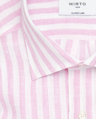 Camisa casual manga larga rayas de lino by MIRTO