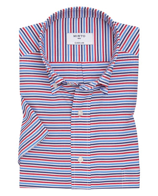 Camisa casual de algodón rayas azul, rojo by MIRTO