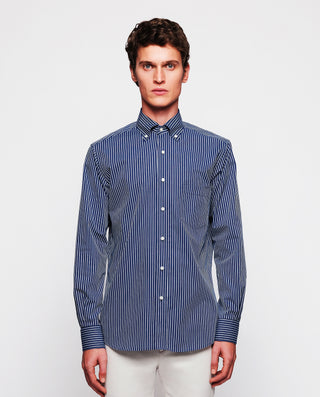 Camisa casual de rayas azul marino y blanco by MIR