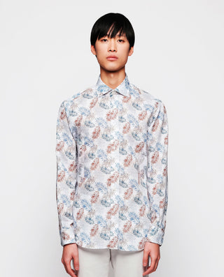 Camisa casual estampada manga larga by MIRTO