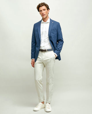 Camisa casual lisa semi-entallada blanco