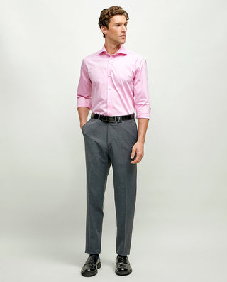 Camisa casual lisa semi-entallada rosa